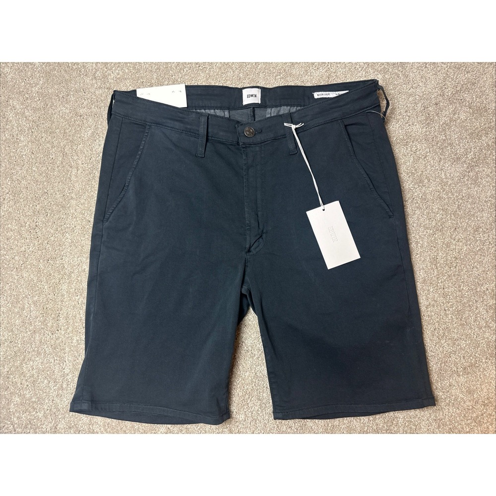 Edwin Mason Slim Chino‎ Shorts Men's Size 32 Mid Rise Navy Endurance NWT $118